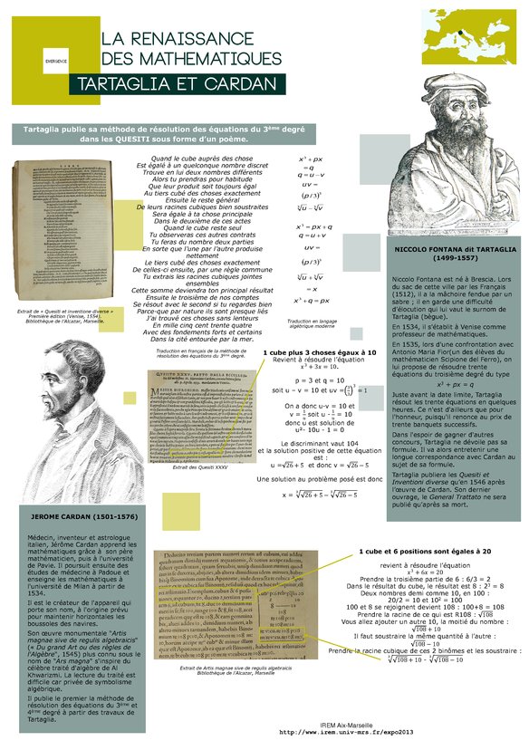 La Renaissance des math�matiques : Tartaglia et Cardan
