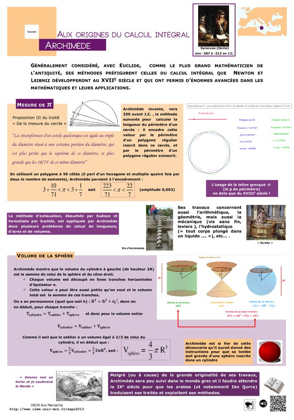 Archim�de, aux origines du calcul int�gral